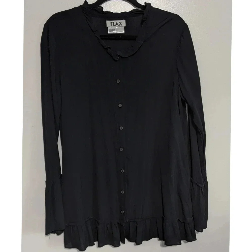 Flax bell sleeve button down blouse